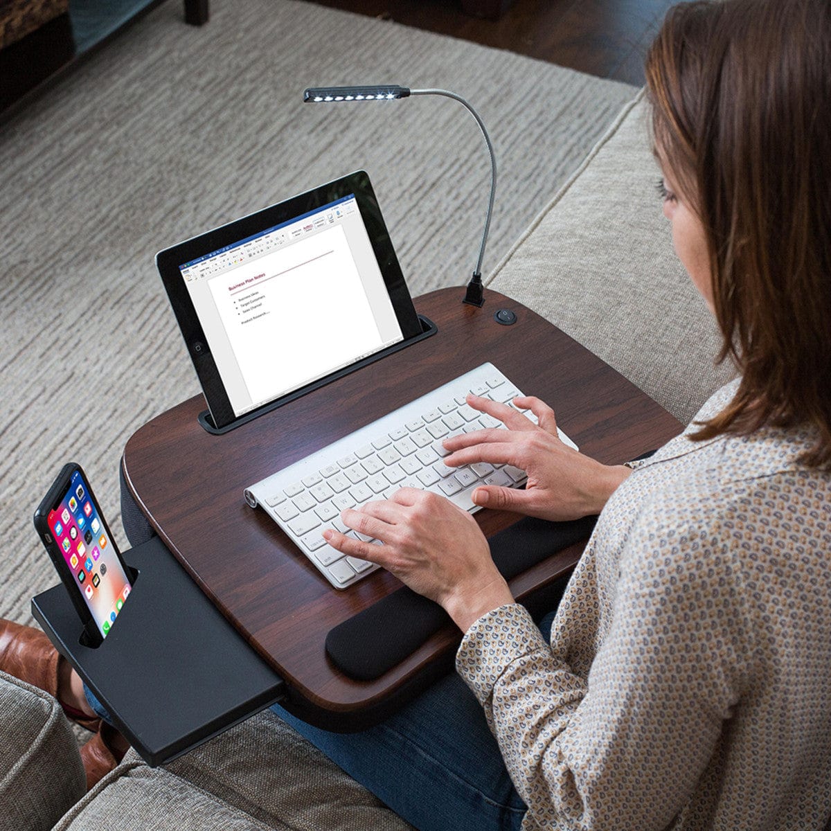 Multi-tasking Memory Foam Lap Desk with USB Light - standupdeskdepot.com