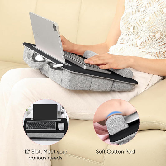 "Ultimate Comfort and Organization: Adjustable Laptop Lap Desk with Storage, Tablet & Phone Holder - Perfect for Home Office, Students and Professionals - Fits up to 15.6 Inch Laptop"