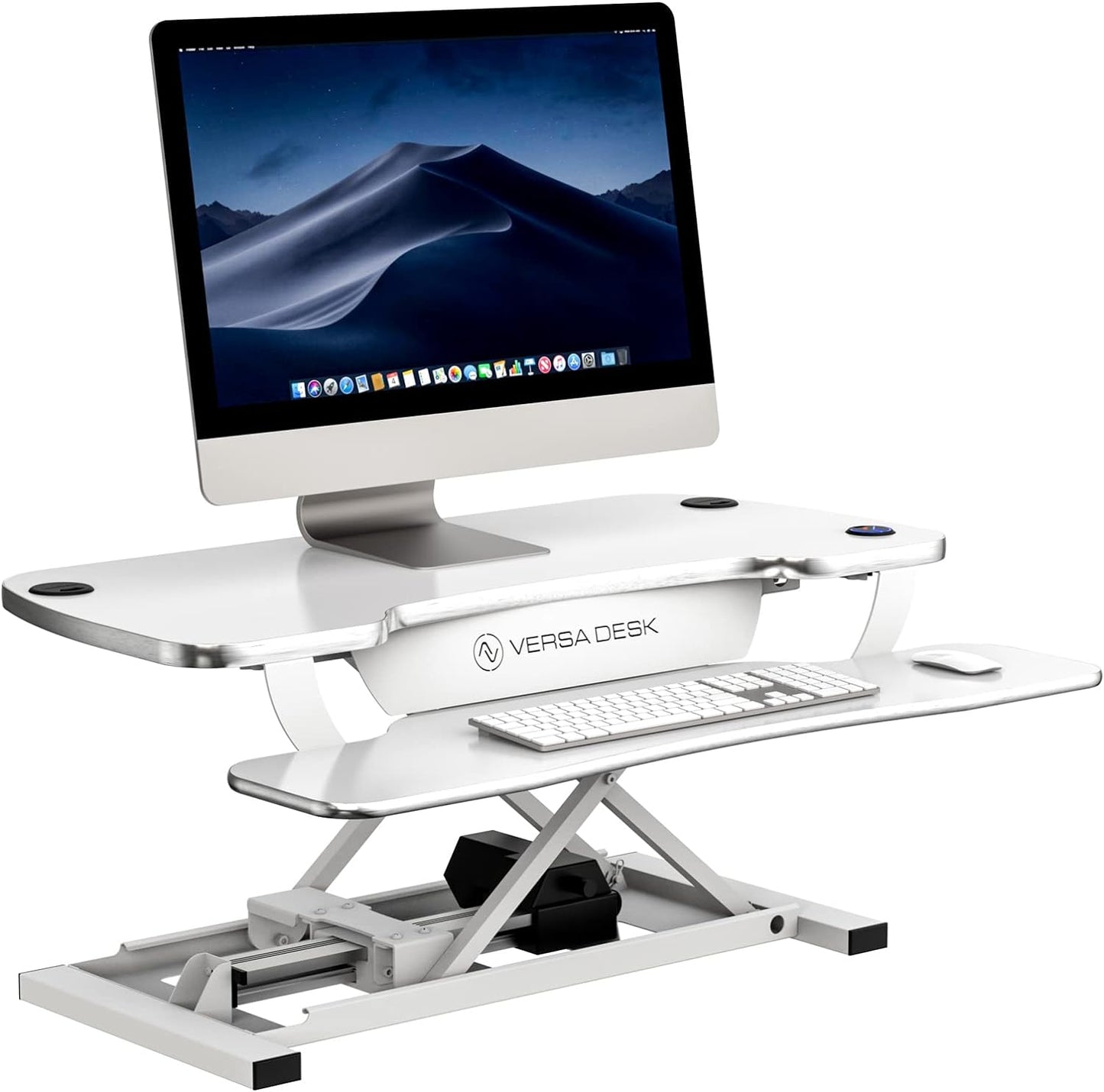 Electric Standing Desk Converter - 36 Inch Powerpro 36 Inch Height -Adjustable Sit Stand Desktop Riser with Keyboard Tray - USB Charging Port