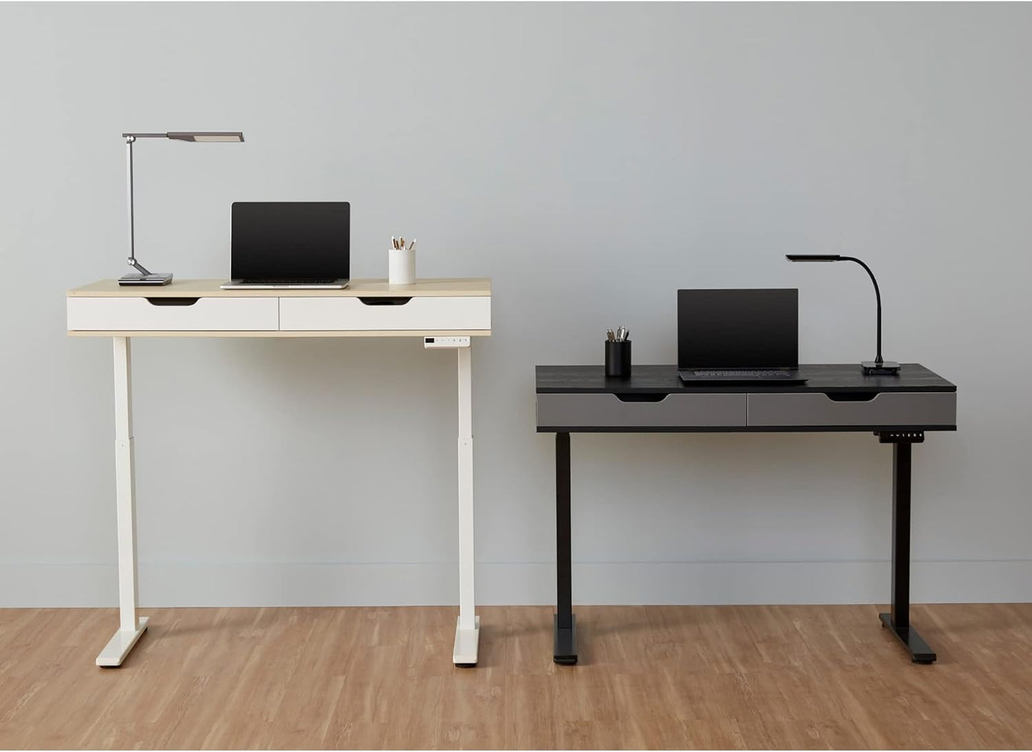 Smart Electric 48" W Height-Adjustable  White/Natural Standing Desk