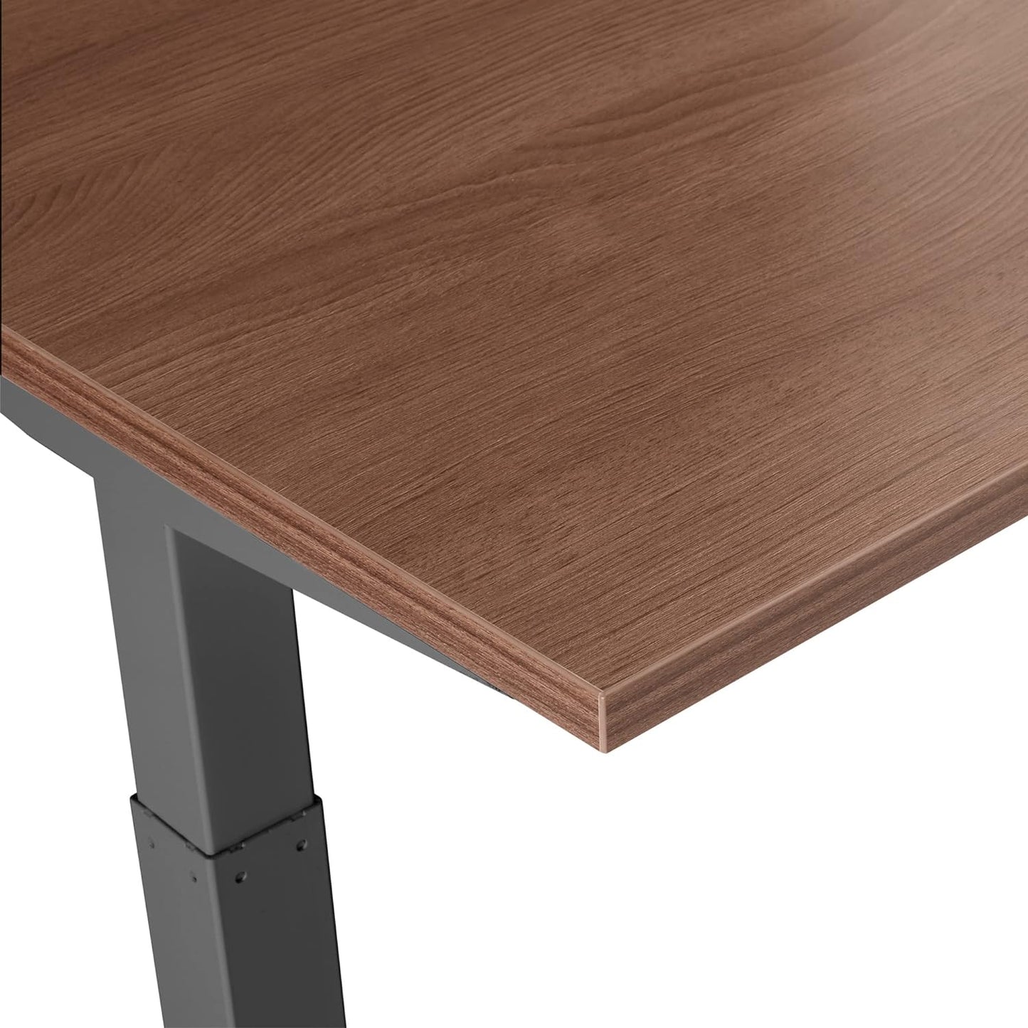 Series L Adjustable Height 47" Walnut Single Desk Modern Sit and Stand Solution with Charcoal Electric Legs Adjusting - LED Display with Four Memory Buttons