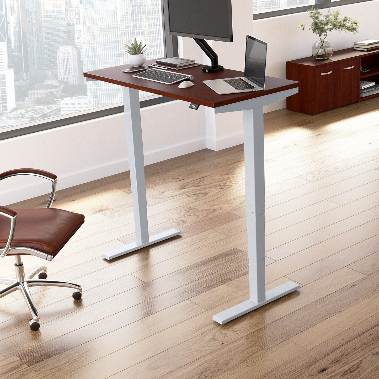 BFF Series C M4S6030HCSK BFF Series 60W x 30D Height Adjustable Standing Desk Move 40 Series: Hansen Cherry