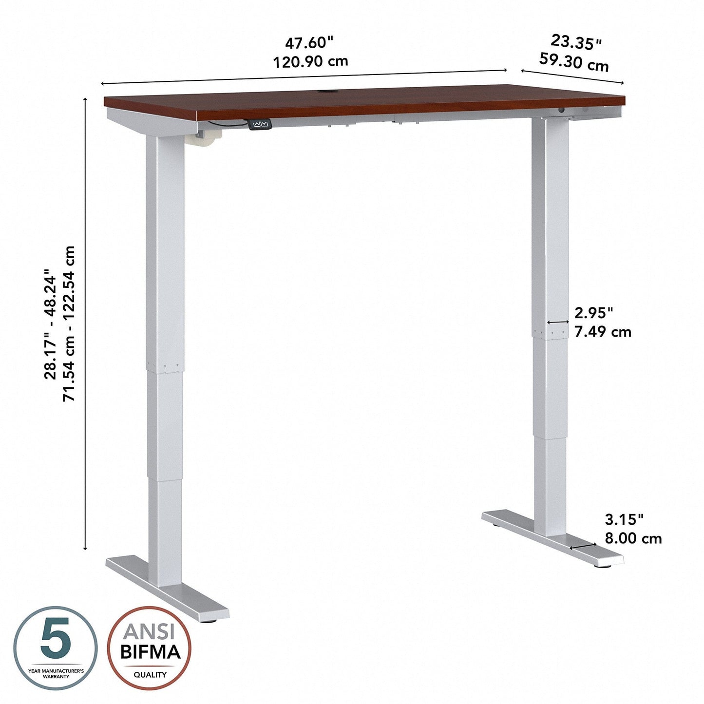 BFF Series C M4S6030HCSK BFF Series 60W x 30D Height Adjustable Standing Desk Move 40 Series: Hansen Cherry