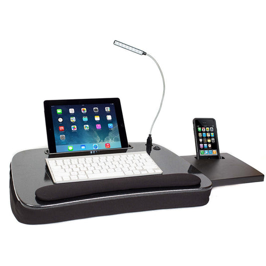 Birdrock Hot Selling Black Multi Purpose Memory Foam Lap Desk with USB Light-Laptop Lap Desk