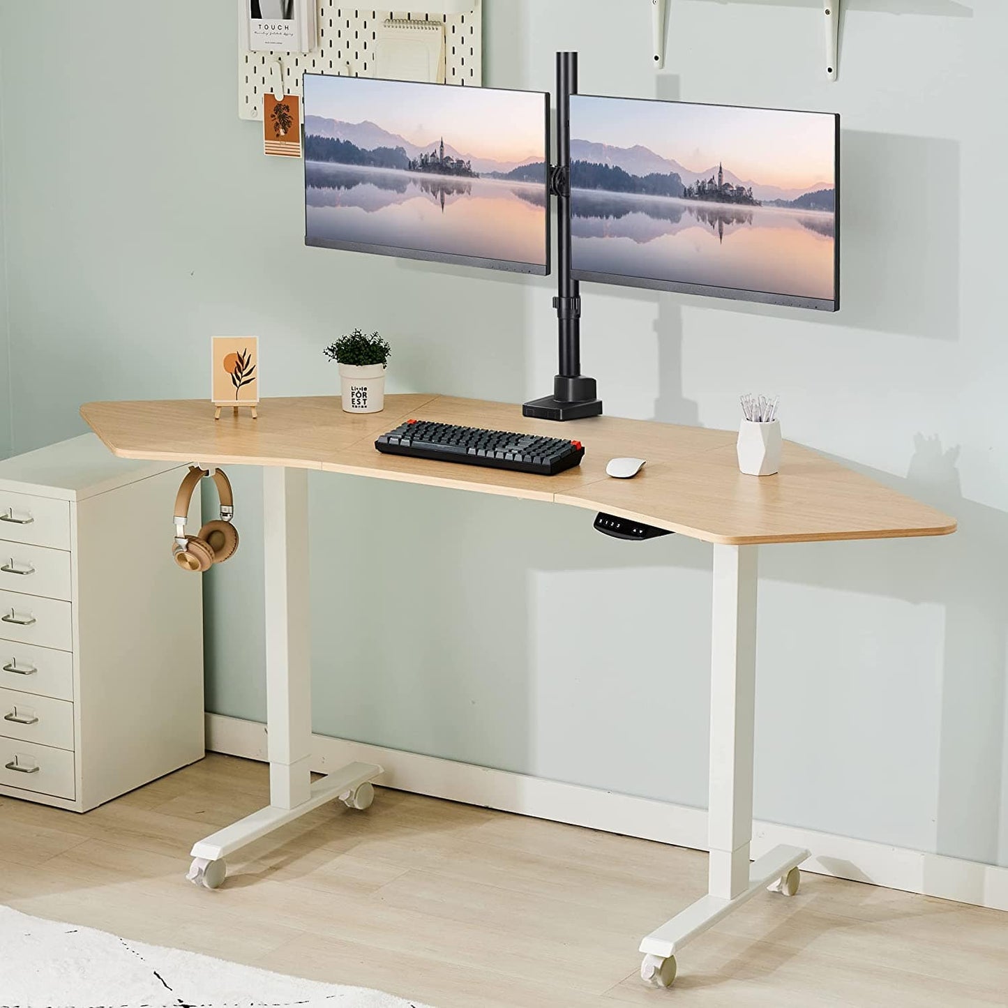 Adjustable Standing Desk 71 Inch Dual Motor Wing Shaped Stand up Desk for Home Office Ergonomic Sit Stand Corner Desk New