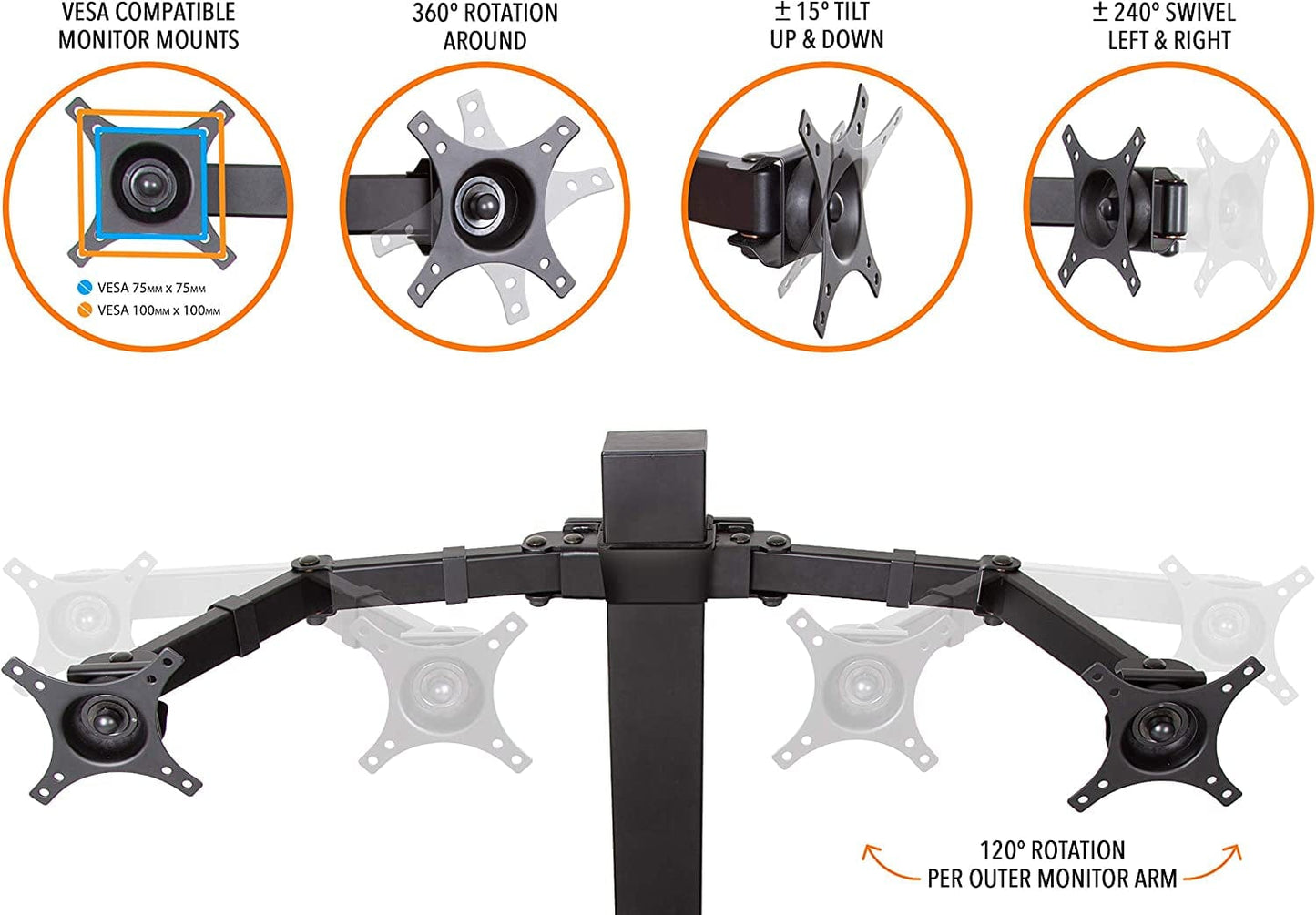 Techtonic | Electric 2 Arm Monitor Mount Standing Desk | Stand up Desk Converter with Keyboard Tray Supports 2 Screens | Easy & Quiet Sit to Stand with the Push of a Button! (Black)