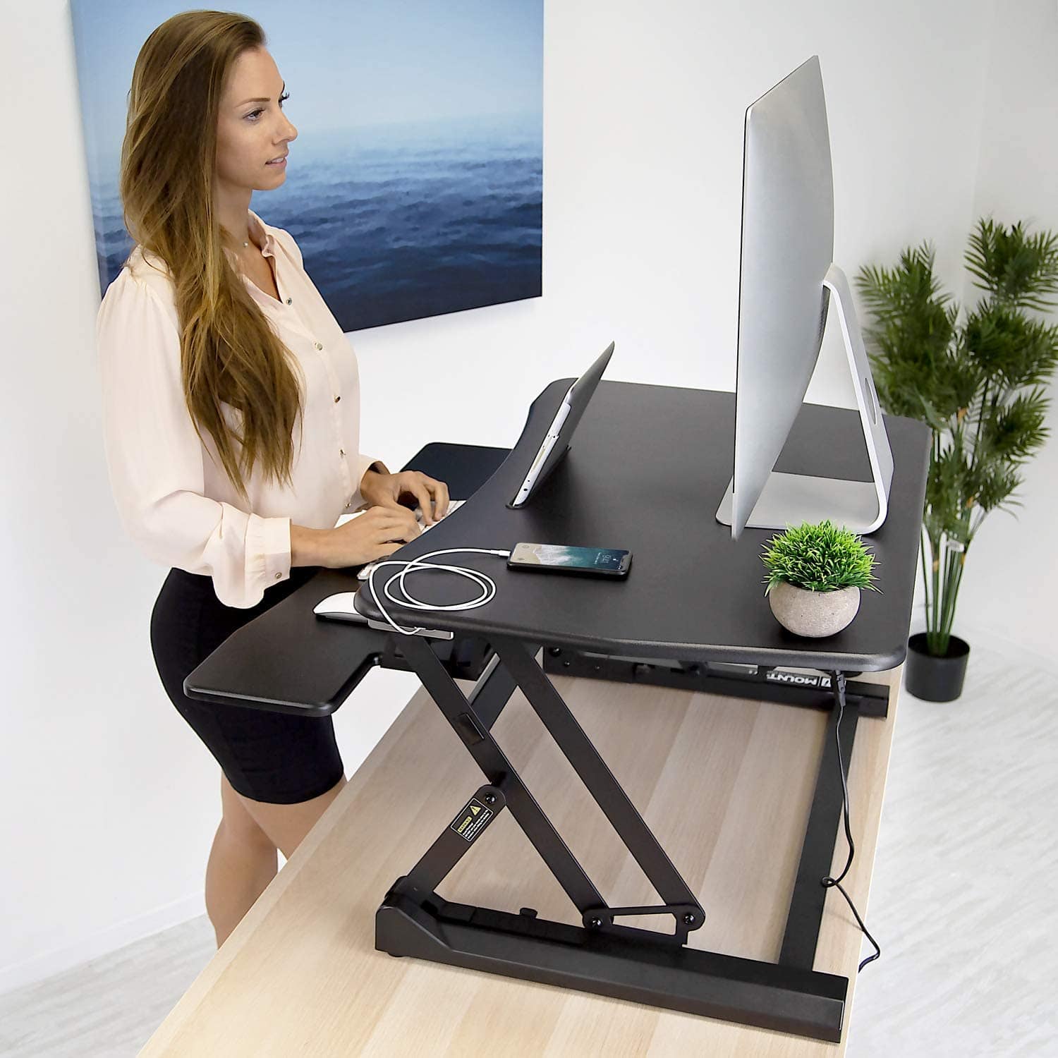 Electric Standing Desk Converter Motorized Sit Stand Desk with Built i ...