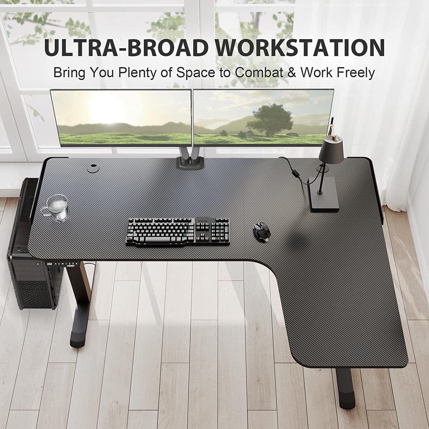 StandUp Desk Depot 60" Right Side Standing Desk L Shaped, 60 Inch Gaming Desk, Electric Height Adjustable Dual Motor, Rising Sit Stand up Corner Desk for Computer Home Office New