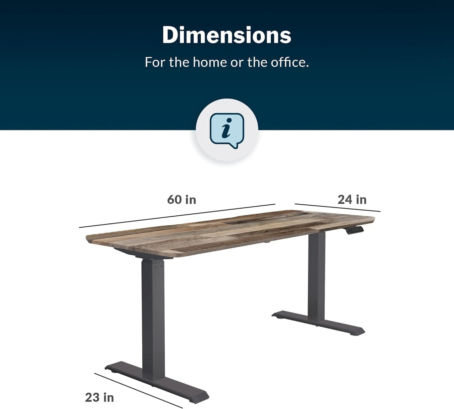 StandUp Desk Depot Reclaimed Wood / 60" x 24" Electric Standing Desk 60" X 24" (desk) - Sit to Stand Raising Desk for Office or Home - Program 4 Height Settings - Powerful Dual Motor Adjustable Desk W/Sturdy Steel Legs (Reclaimed Wood)