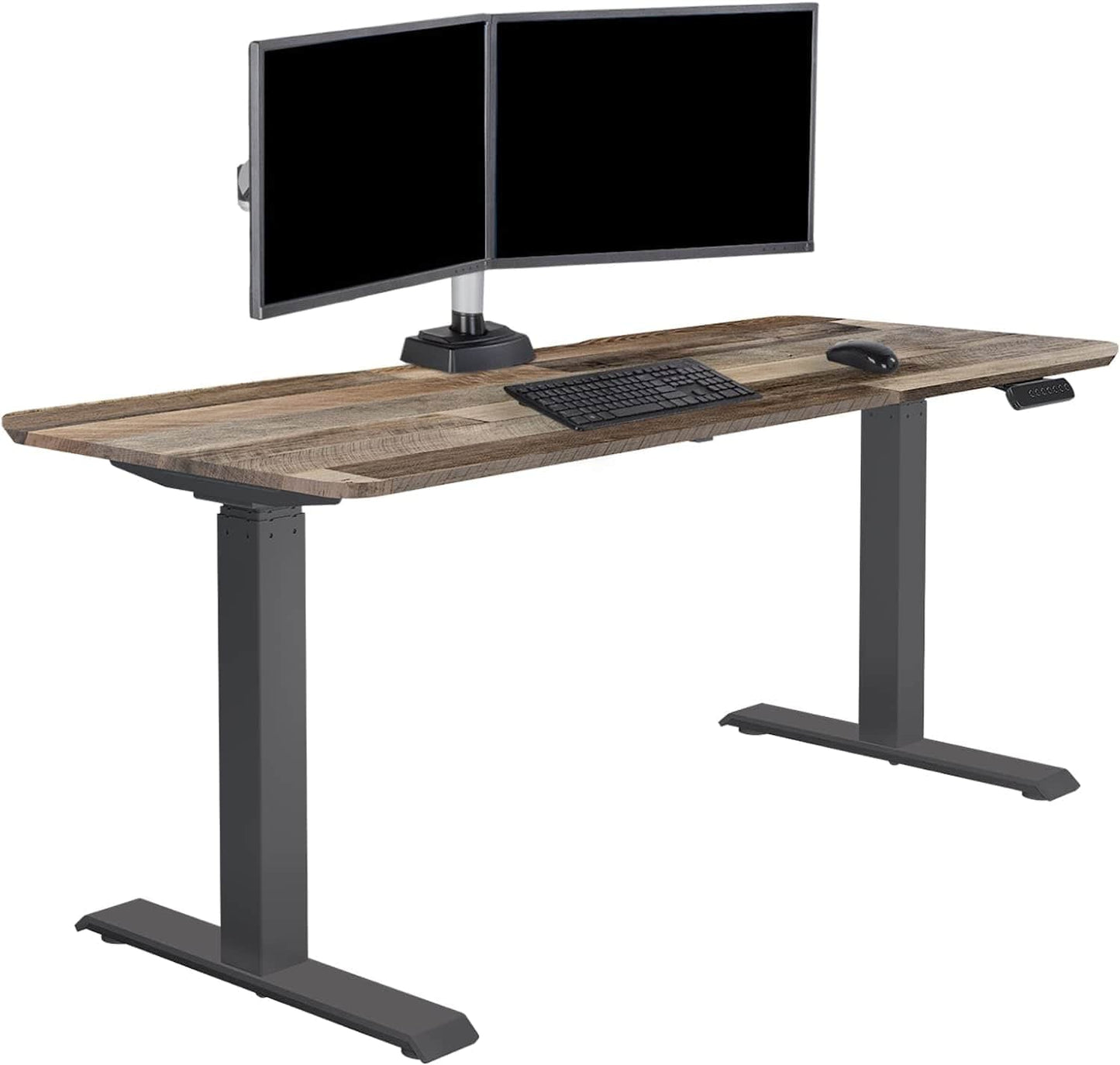 StandUp Desk Depot Reclaimed Wood / 60" x 24" Electric Standing Desk 60" X 24" (desk) - Sit to Stand Raising Desk for Office or Home - Program 4 Height Settings - Powerful Dual Motor Adjustable Desk W/Sturdy Steel Legs (Reclaimed Wood)