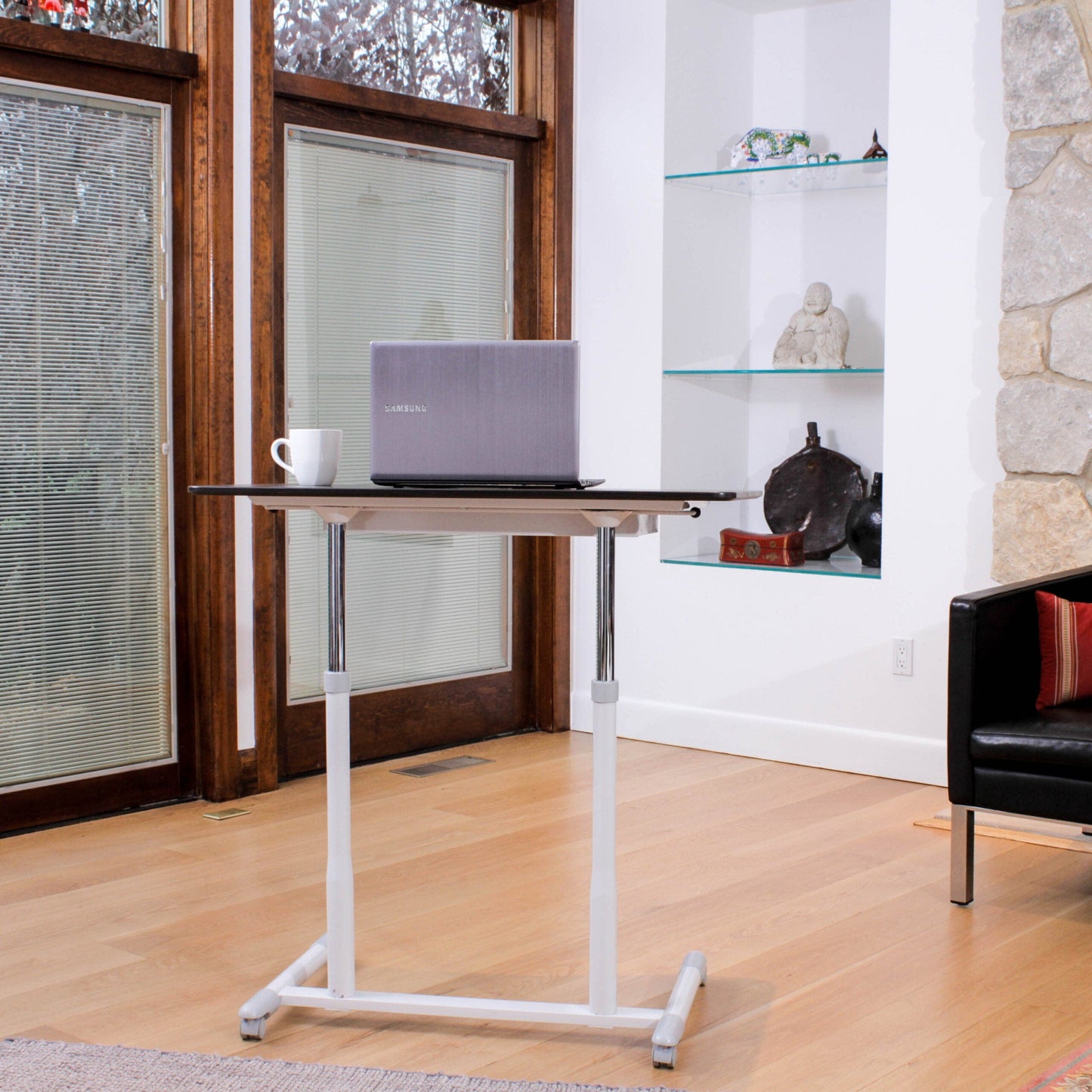 MOBILE SIT-STAND DESK WITH SILVER BASE - standupdeskdepot.com